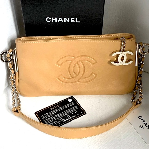 CHANEL Cognac 🤎Quilted Top Handle Bag Beige Tan Coachella Leather Silver CC Logo - Picture 5 of 16
